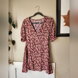 Free People Burgundy Floral Mini Dress